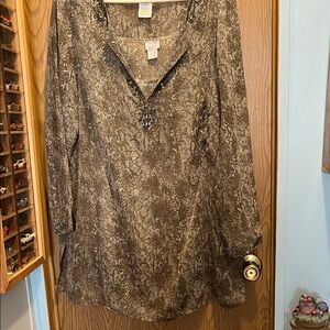 Chico's Chic Brown and Black Patterned Tunic size 2.